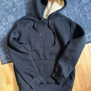 Black Sherpa-Lined Women’s Hooded Sweatshirt